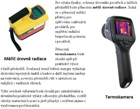 Vybavení laboratoří pro kontrolu jakosti potravin a složek životního prostředí - Střední odborná škola ekologická a potravinářská Veselí nad Lužnicí